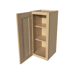 RTA Solid Wood Single Door Wall Cabinets - Kitchen, Bathroom, Living Room and Office Shaker Natural Wood