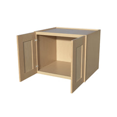 RTA Solid Wood Double Doors Wall Cabinets - Kitchen, Bathroom, Living Room and Office Shaker Natural Wood