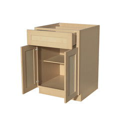 [B24-B30] Solid Wood RTA Base Cabinet with 1 Drawer, 2 Doors, and 1 Adjustable Shelf Shaker Natural Wood