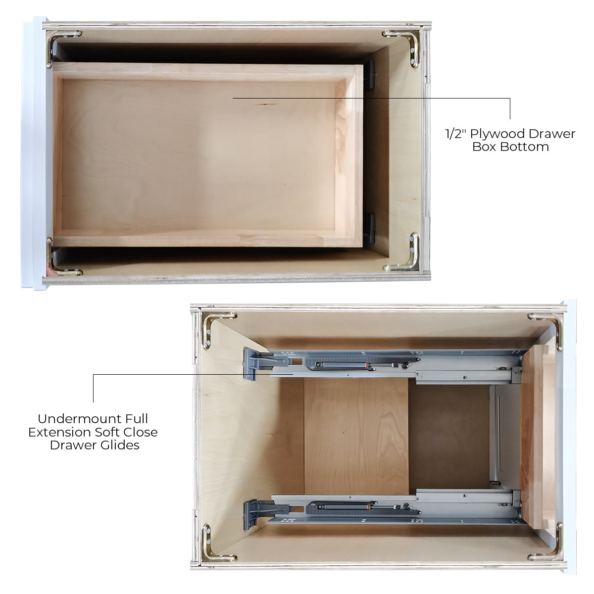 RTA Solid Wood Shaker Two Drawer Base Cabinet White for Kitchen, Bathr ...