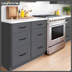 RTA Solid Wood Shaker Three Drawer Base Cabinet Pebble Gray for Kitchen, Bathroom & Laundry storage