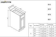 [B12-B21] Inset Series Single Door Single Drawer Bases-Oriagmi White