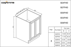 [B24FHD-B36FHD] Inset Series Full High Door Base Cabinets-Origami White Cabinets