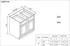 [B39-B42] Inset Series  Double Door Double Drawer Bases-Origami White