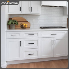 RTA Solid Wood Shaker Three Drawer Base Cabinet White for Kitchen, Bathroom & Laundry storage