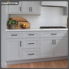 RTA Solid Wood Shaker Three Drawer Base Cabinet Gray for Kitchen, Bathroom & Laundry storage