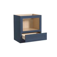 RTA Solid Wood Escada Microwave Base Cabinet with 1 Drawer，Midnight Blue