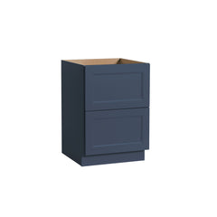 RTA Solid Wood Escada Two Drawer Base Cabinet Midnight Blue for Kitchen, Bathroom & Laundry storage