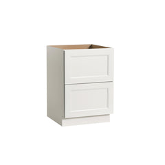 RTA Solid Wood Escada Two Drawer Base Cabinet Dove for Kitchen, Bathroom & Laundry storage