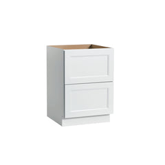 RTA Solid Wood Escada Two Drawer Base Cabinet White for Kitchen, Bathroom & Laundry storage