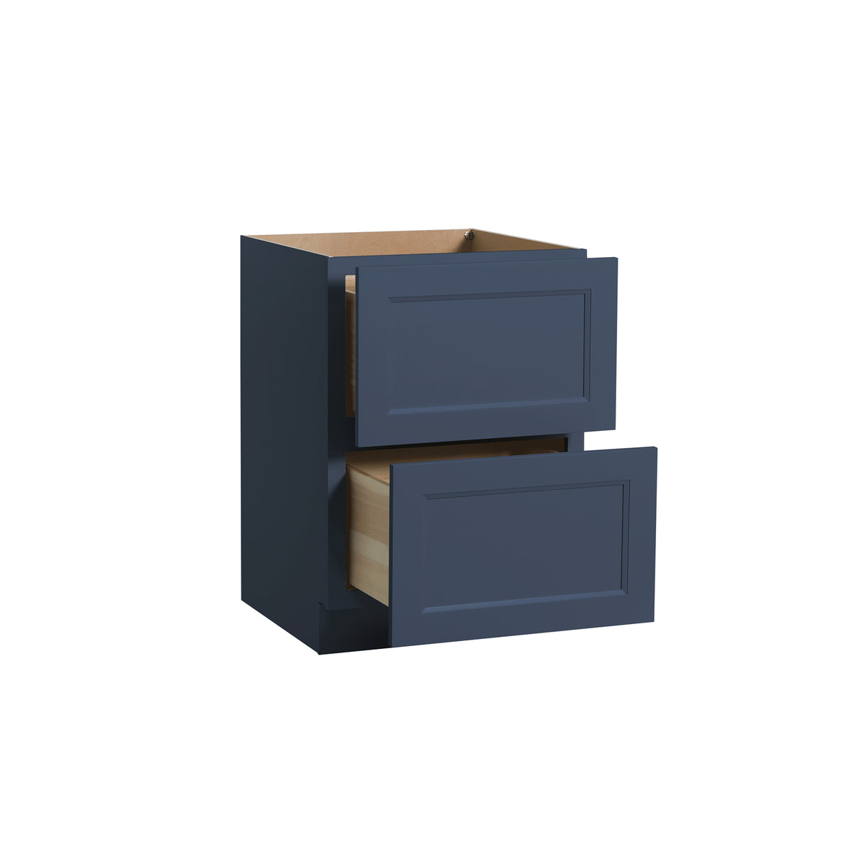 RTA Solid Wood Escada Two Drawer Base Cabinet Midnight Blue for Kitchen, Bathroom & Laundry storage