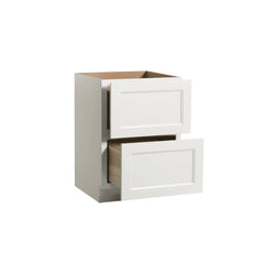 RTA Solid Wood Escada Two Drawer Base Cabinet Dove for Kitchen, Bathroom & Laundry storage