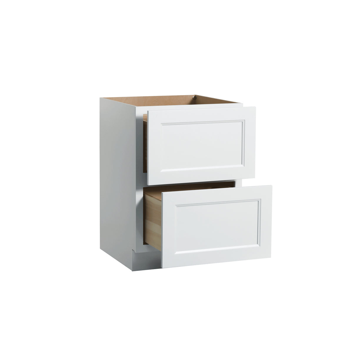 RTA Solid Wood Escada Two Drawer Base Cabinet White for Kitchen, Bathroom & Laundry storage