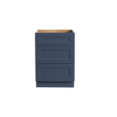 RTA Solid Wood Escada Three Drawer Base Cabinet Midnight Blue for Kitchen, Bathroom & Laundry storage