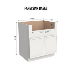 RTA Newtown Origami White-Farm Sink Base Cabinet (2 Butt Door)