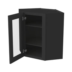 [WDC2436GD-WDC2442GD] Shaker Charcoal Black Wall Diagonal Corner Cabinets With Glass Door (Glass Insert Sold Separately)