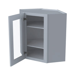 [WDC2430GD-WDC2442GD] Shaker Gray Wall Diagonal Corner Cabinets With Glass Door  (Glass Insert Sold Separately)