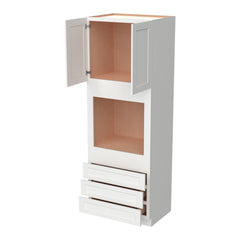 [OD3384-OD3396] Shaker Origami White Oven Cabinets With Three Drawers