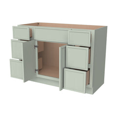 RTA Newtown Solid Wood Vanity Single Sink Bases Cabinet Jade Green With Drawers On Both Sides for Bathroom Storage