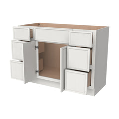 RTA Newtown Solid Wood Vanity Single Sink Bases Cabinet Origami White With Drawers On Both Sides for Bathroom Storage