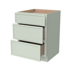 RTA Newtown Solid Wood Vanity Three Drawer Base Cabinet Jade Green for Bathroom Storage