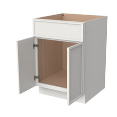 RTA Solid Wood Newtown Sink Base Cabinet Origami White for Kitchen Bathroom Storage with 2 Doors and 1 False Drawer Front