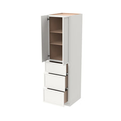 RTA Newtown Solid Wood Wall Pantry with Three Drawers Origami White Cabinet for Kitchen Storage