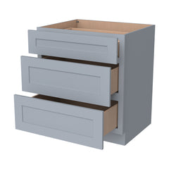 RTA Belmont Gray Drawer Base Cabinet for Kitchen, Bathroom & Laundry storage, with 3 Drawers