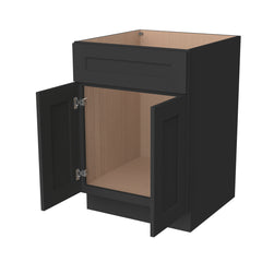 RTA Solid Wood Shaker Sink Base Cabinet Charcoal Black for Kitchen Bathroom Storage with 2 Doors and 1 False Drawer Front