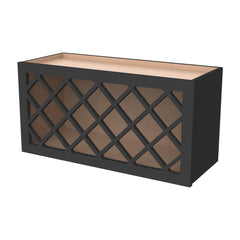 RTA Newtown Solid Wood Wine Rack Cabinets with Lattice Panels Wall Cabinet Charcoal Black for Kitchen Storage