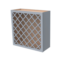 RTA Shaker Solid Wood Wine Rack Cabinets with Lattice Panels Wall Cabinet Gray for Kitchen Storage