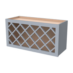 RTA Shaker Solid Wood Wine Rack Cabinets with Lattice Panels Wall Cabinet Gray for Kitchen Storage