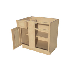 RTA Solid Wood Blind Corner Bases Cabinets - Kitchen, Bathroom, Living Room and Office Shaker Natural Wood