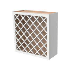 RTA Shaker Solid Wood Wine Rack Cabinets with Lattice Panels Wall Cabinet Origami White for Kitchen Storage