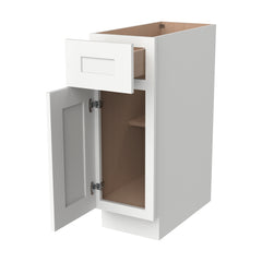 Shaker Origami White Solid Wood RTA Base Cabinet for Kitchen, Bathroom & Laundry Storage, 1 Door 1 Drawer 1 Shelf