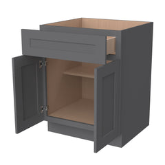 RTA Solid Wood Shaker Pebble Gray Kitchen Bathroom Base Cabinet with 2 Doors 1 Drawer 1 Shelf