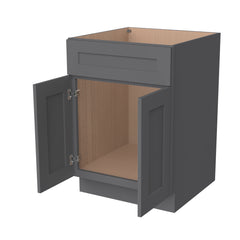 RTA Solid Wood Shaker Sink Base Cabinet Pebble Gray  for Kitchen Bathroom Storage with 2 Doors and 1 False Drawer Front