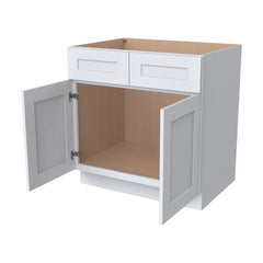 RTA Belmont White Sink Base Cabinet for Kitchen, 2 Doors 2 Fake Drawer Front