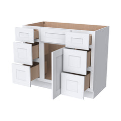 RTA Shaker Solid Wood Vanity Single Sink Base Cabinet White With 6 Drawers for Bathroom Storage