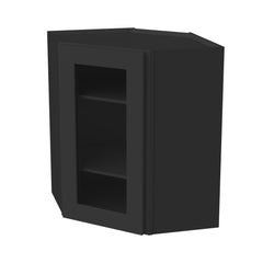 [WDC2436GD-WDC2442GD] Shaker Charcoal Black Wall Diagonal Corner Cabinets With Glass Door (Glass Insert Sold Separately)