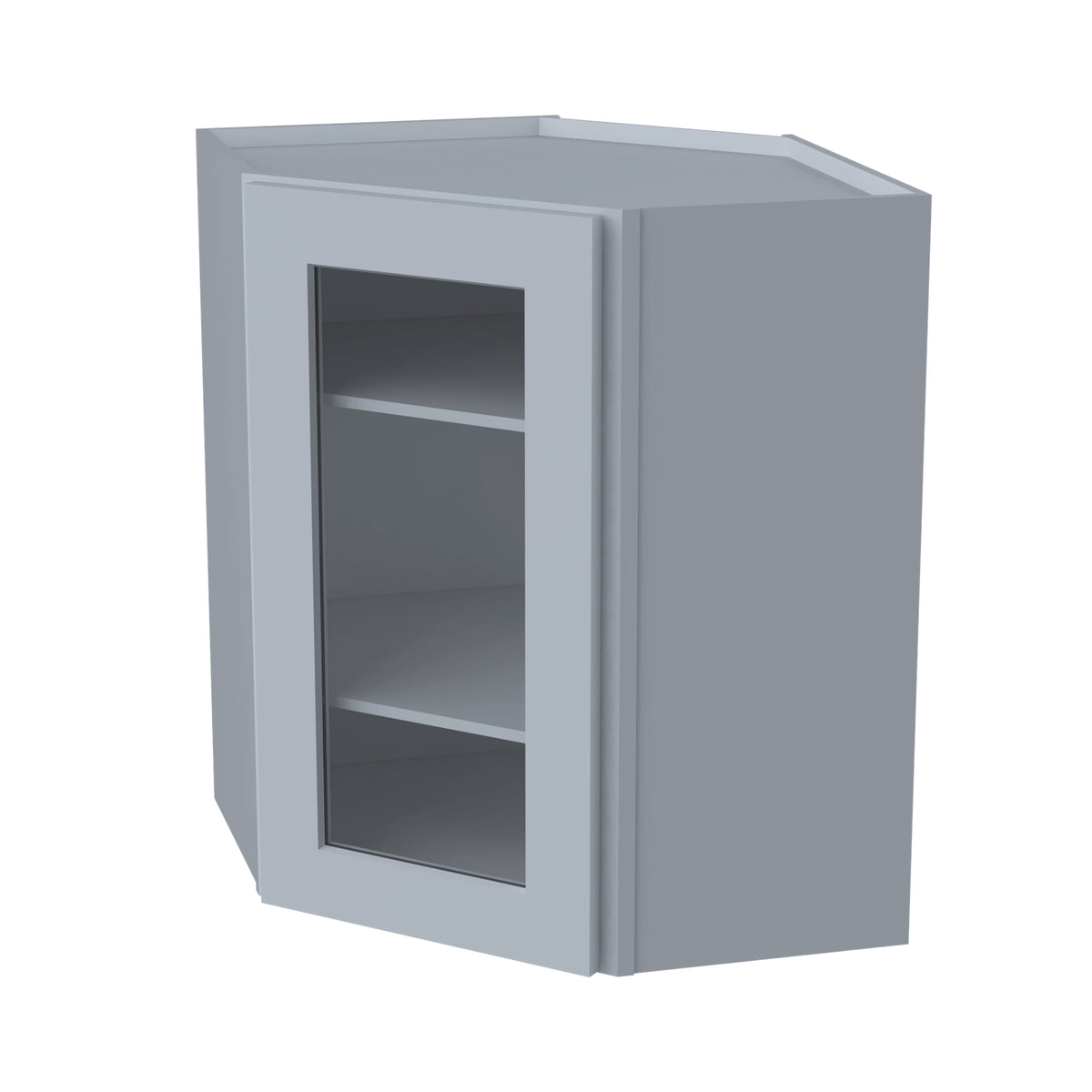 [WDC2430GD-WDC2442GD] Shaker Gray Wall Diagonal Corner Cabinets With Glass Door  (Glass Insert Sold Separately)