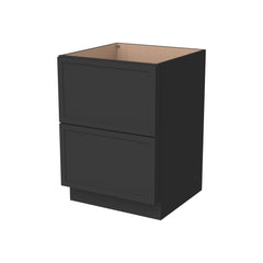 RTA Solid Wood Newtown Two Drawer Base Cabinet Charcoal Black for Kitchen, Bathroom & Laundry storage