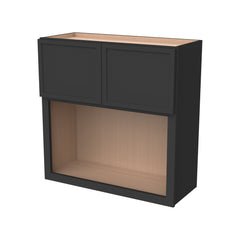 RTA Solid Wood Newtown Wall Cabinet Charcoal Black for Kitchen, Bathroom & Laundry Storage, 2 Doors