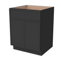 Newtown Solid Wood RTA Vanity Sink Base Cabinet Charcoal Black for Bathroom Storage, 2 Doors 1 False Drawer Front