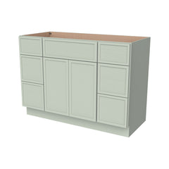 RTA Newtown Solid Wood Vanity Single Sink Bases Cabinet Jade Green With Drawers On Both Sides for Bathroom Storage