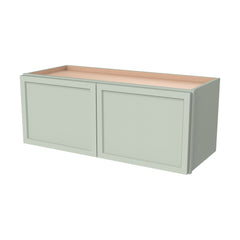 Newtown Jade Green Solid Wood RTA Wall Cabinet for Kitchen, Bathroom & Laundry Storage, 2 Doors