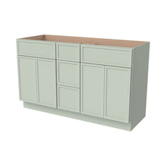 RTA Newtown Solid Wood  Vanity Double Sink Bases With Central Drawers Jade Green for Bathroom Storage