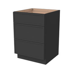 RTA Newtown Solid Wood Vanity Three Drawer Base Cabinet Charcoal Black for Bathroom Storage