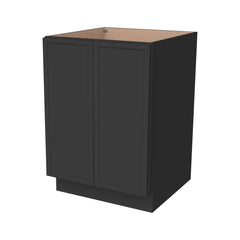 RTA Solid Wood Newtown Full High Door Base Cabinet Origami Charcoal Black for Kitchen, Bathroom & Laundry Room Storage - with 2 Doors 1 Shelf