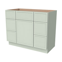 RTA Newtown Solid Wood Vanity Single Sink Base Cabinet With 6 Drawers Jade Green for Bathroom Storage